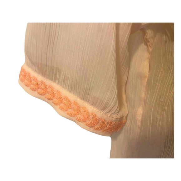 Peach Blouse with Delicate Coral inlaid stitching - Picture 8 of 16